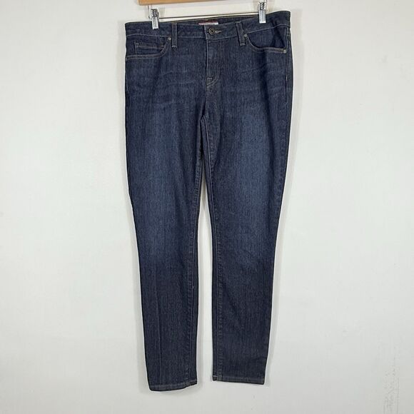 Tommy Hilfiger Womens 10 Dark Distressed Wash Lightweight Skinny Denim Jeans - Picture 1 of 7